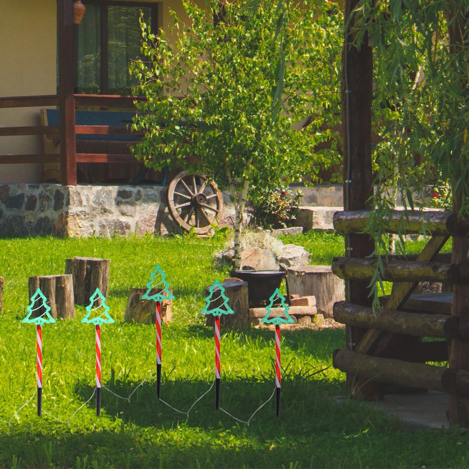 1 مجموعة LED في الهواء الطلق حصة أضواء عيد الميلاد مصباح الحديقة لمسار الحديقة الديكور عيد الميلاد الديكور مجموعة ديكور عيد الميلاد