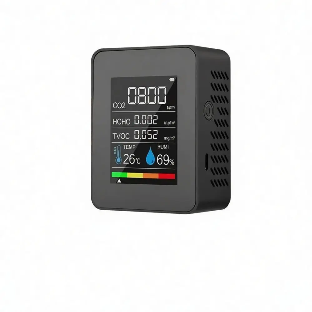 Indoor Air Quality Tester 5 In 1 Formaldehyde CO2 TVOC PM2 5 Monitor Accurate Temperature Humidity Measurement Unit