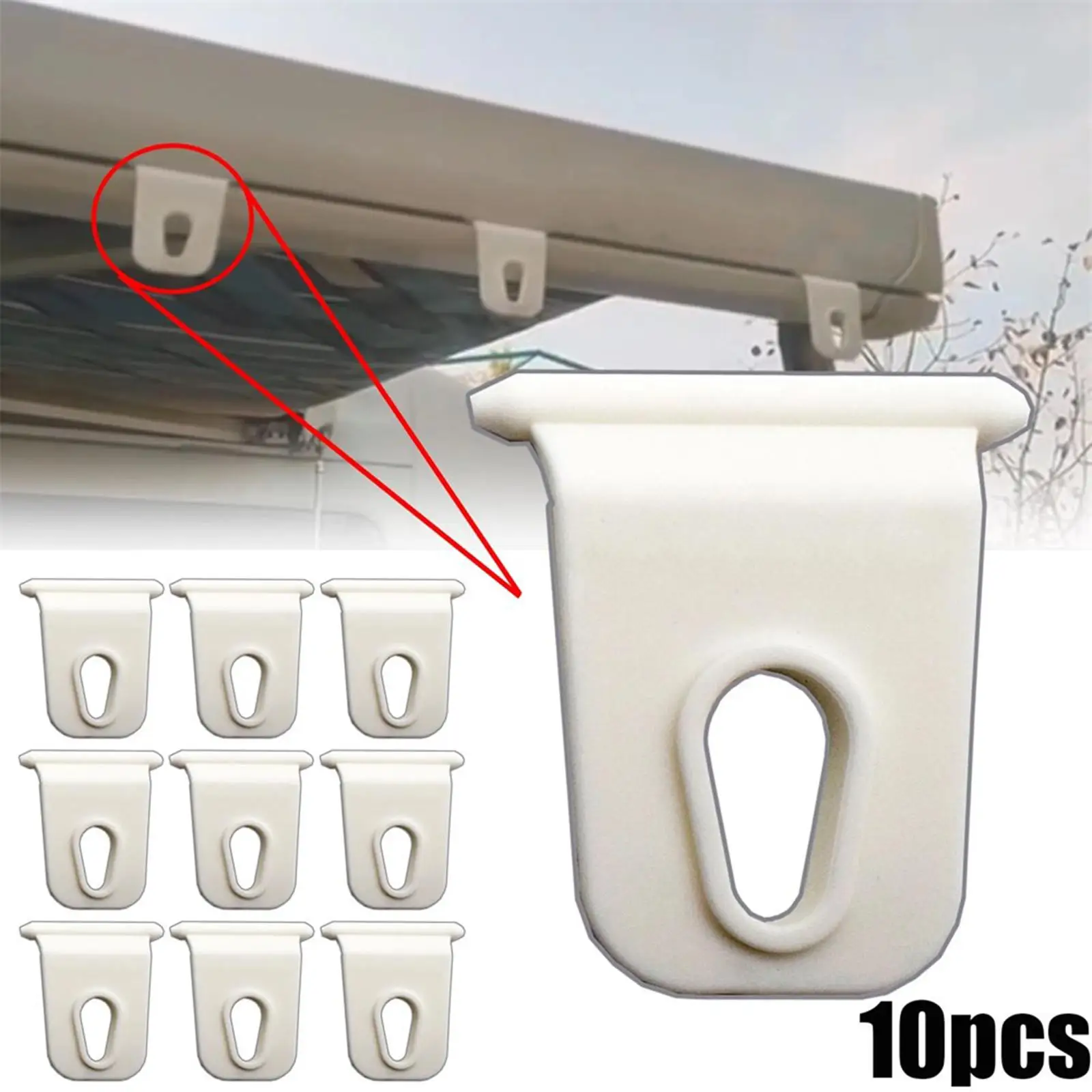 10 Pieces Rubber Hanger Hooks White Slide Channels Camper Organizer Hang Plants