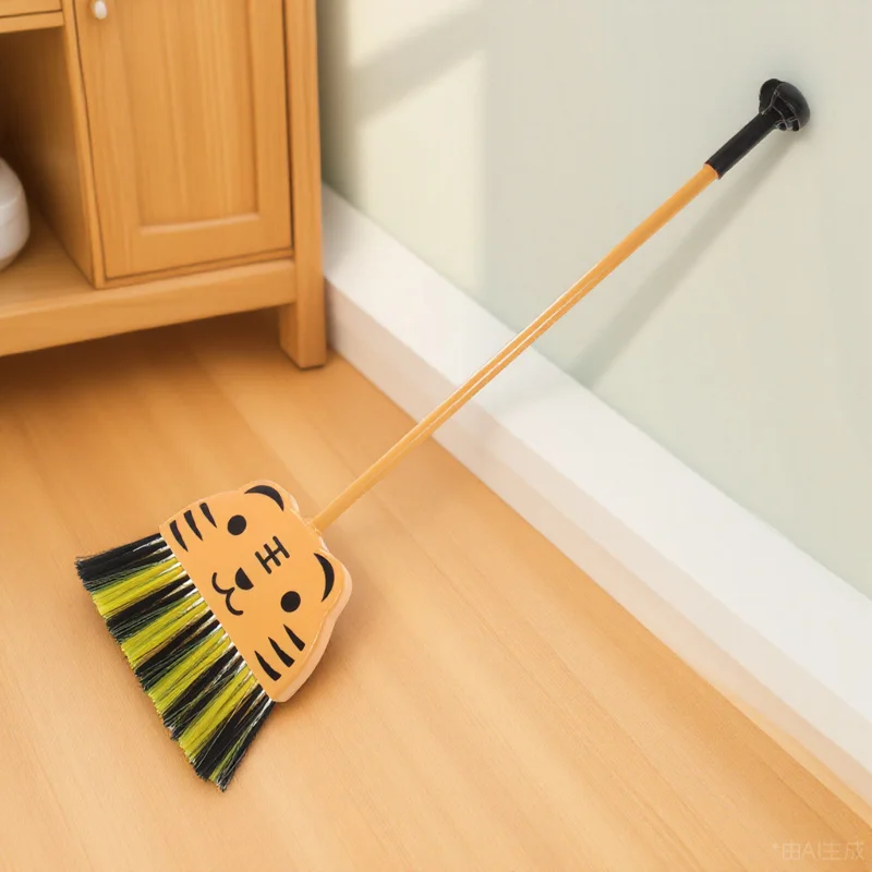 1-Reinigungs-Spielset, leuchtend farbige Kombination aus Besen und Kehrschaufeln, vorgeben, Housekeeping, Aufgabe, pädagogisches Spielzeug