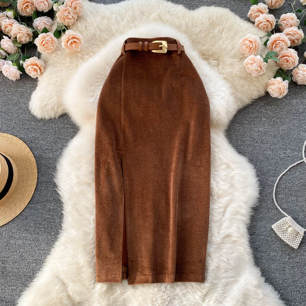 

Women Chic split slim pencil Skirt High Waist Elegant Fashion Wrap Skirt autumn winter Clothing