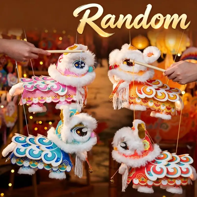 Chinese Lion Dance Warm LED Lantern DIY Handmade Kit Traditional Cultural Craft Material Pack for Travel Souvenir Home Decor