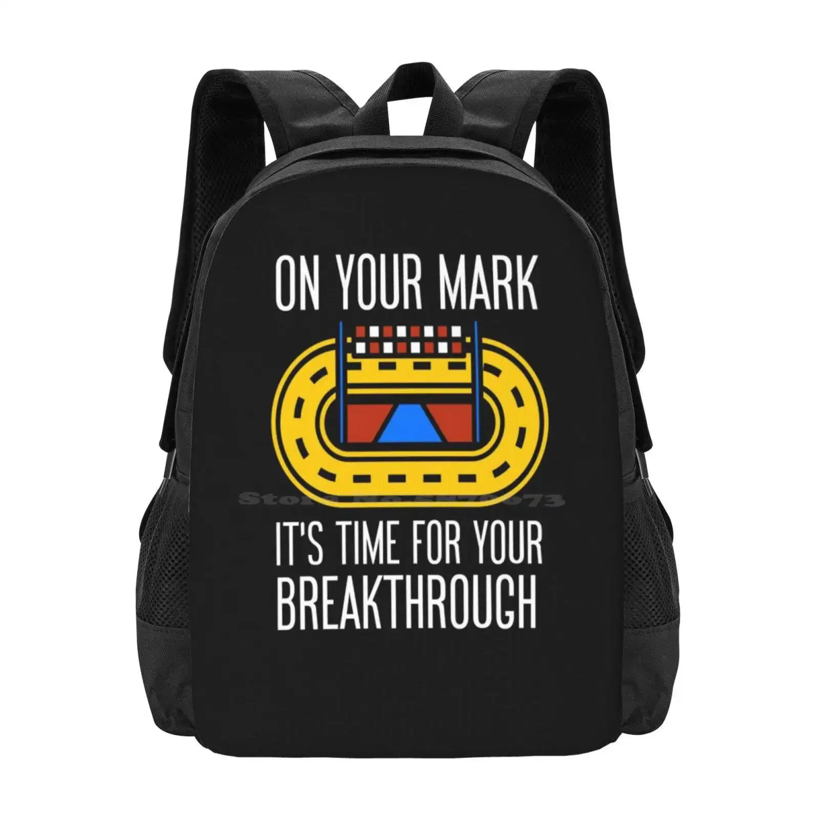 

On Your Mark Time To Breakthrough-Racing Backpack For Student School Laptop Travel Bag On Your Mark Time Breakthrough Racing