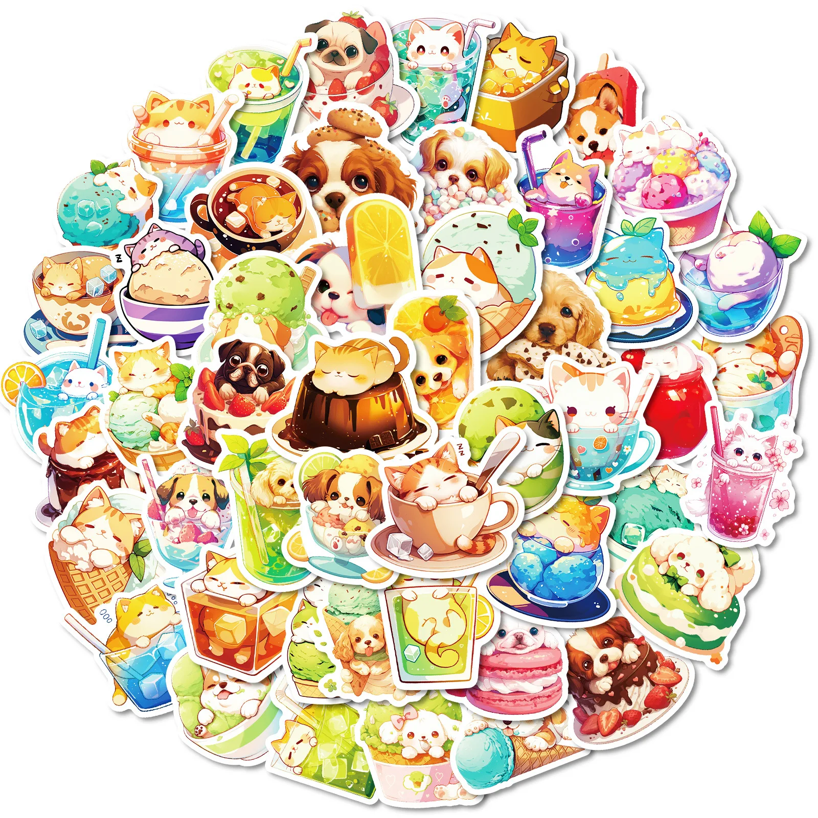10/50 قطعة لطيف مرسومة باليد ملصقات الغذاء موضة كلب صغير رسم ملصق للهاتف الكمبيوتر المحمول القرطاسية DIY بها بنفسك اللعب سر