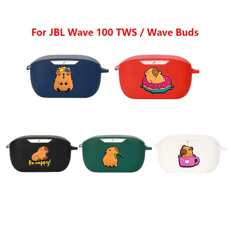 

Animal Capybara Earphone Case for JBL Wave 100 TWS / Wave Buds Silicone Blutooth Earbuds Charging Box Protective Cover