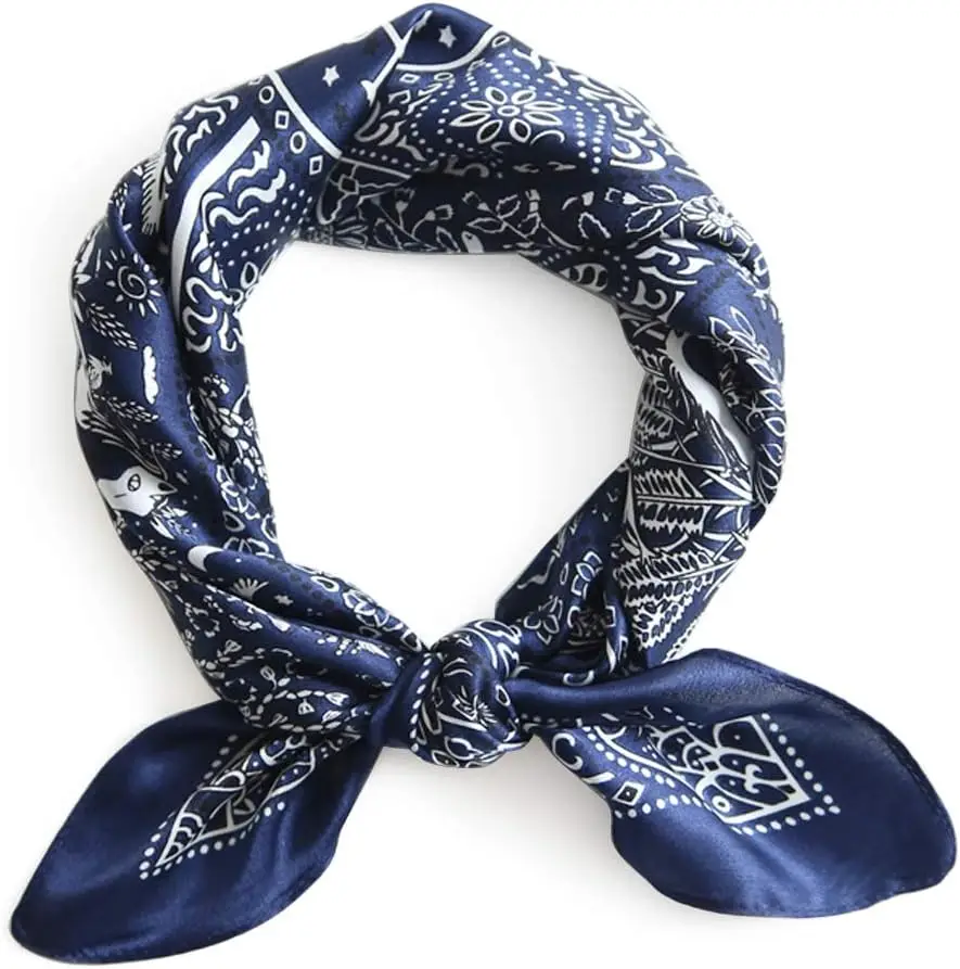 

100% Mulberry Silk Small Square Scarf 21x21 Inches Lightweight Neck Scarf for Women