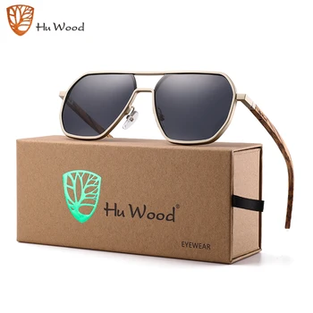 Hu Wood 알루미늄 선글라스 남녀공용, 목재 편광 선글라스, 운전 UV400 Oculos de sol GR8059, 새로운 패션 