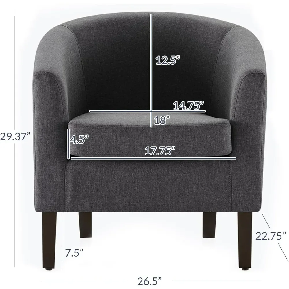 เก้าอี้ห้องนั่งเล่นชุด 2 ชิ้น,ผ้าลินินรอบ Accent Barrel เก้าอี้,คลับอ่างโซฟาเก้าอี้สําหรับห้องนอน,มุมเก้าอี้ขาบาน