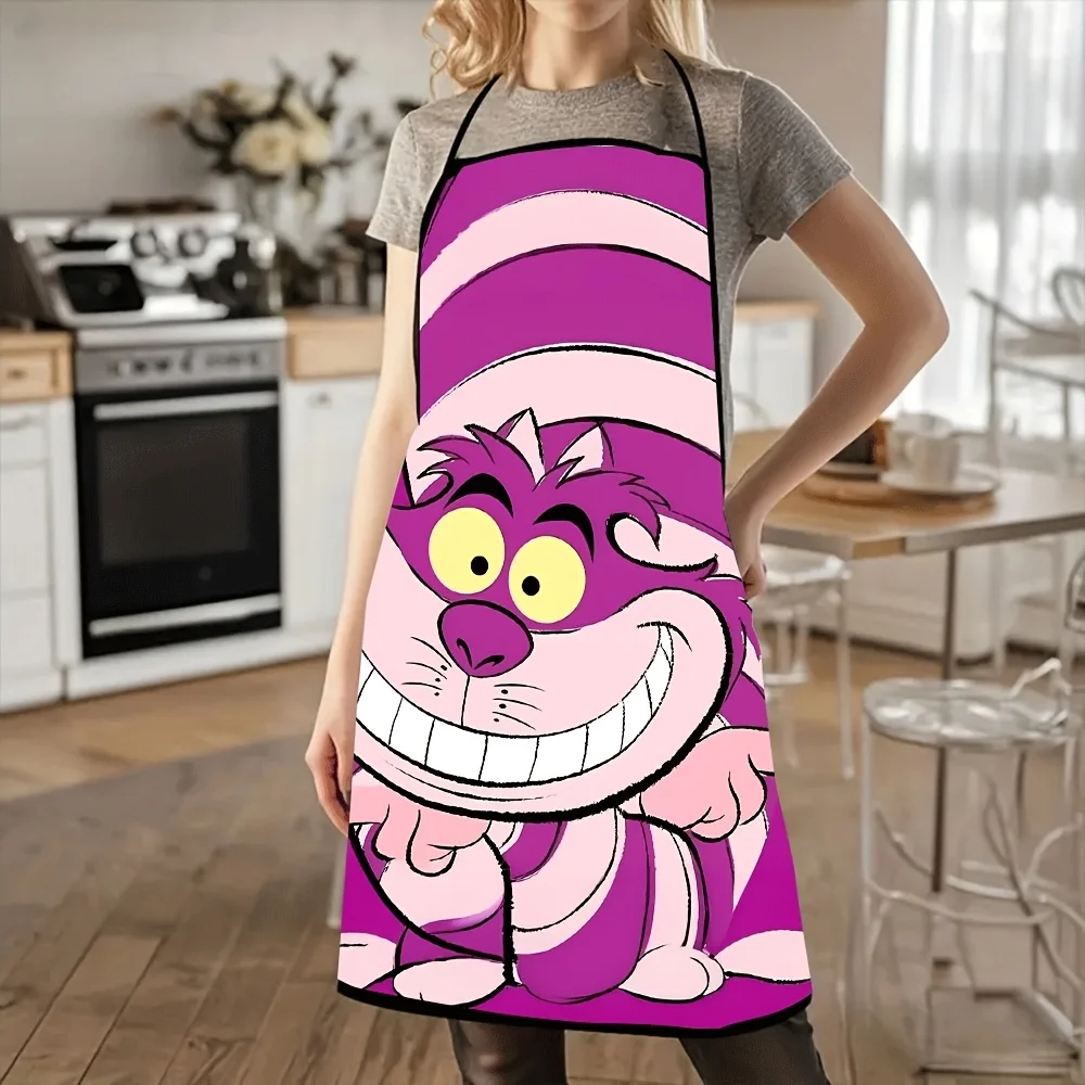 1 delantal con diseño del gato de Cheshire de Alicia en el País de las Maravillas, perfecto para manualidades, repostería, pintura, limpieza y cocina.