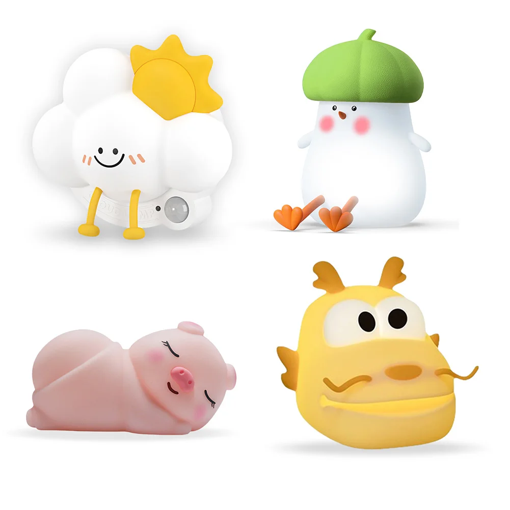 Cute Animal Night Light Built-In Timer Cartoon Bedside Lights USB Charging Kawaii Animal Nightlights for Breastfeeding Toddler