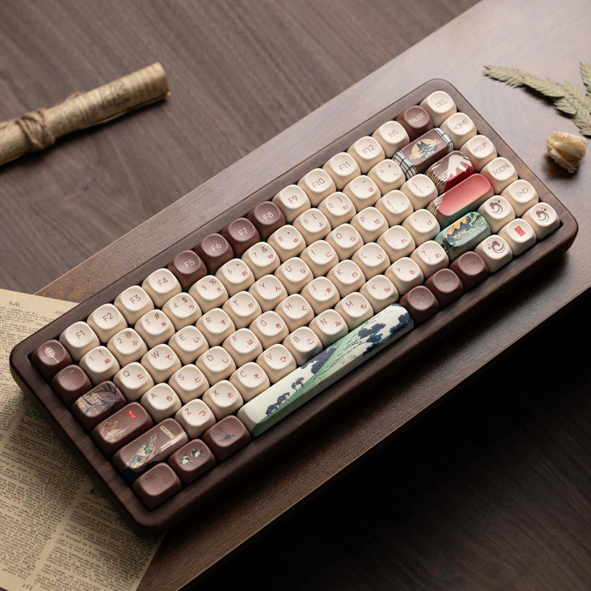 مجموعة أغطية مفاتيح Womier 132 Keys MOA Profile UKIYOE Dye-Sublimation PBT لمفاتيح Cherry Gateron MX لوحة مفاتيح الألعاب الميكانيكية #3