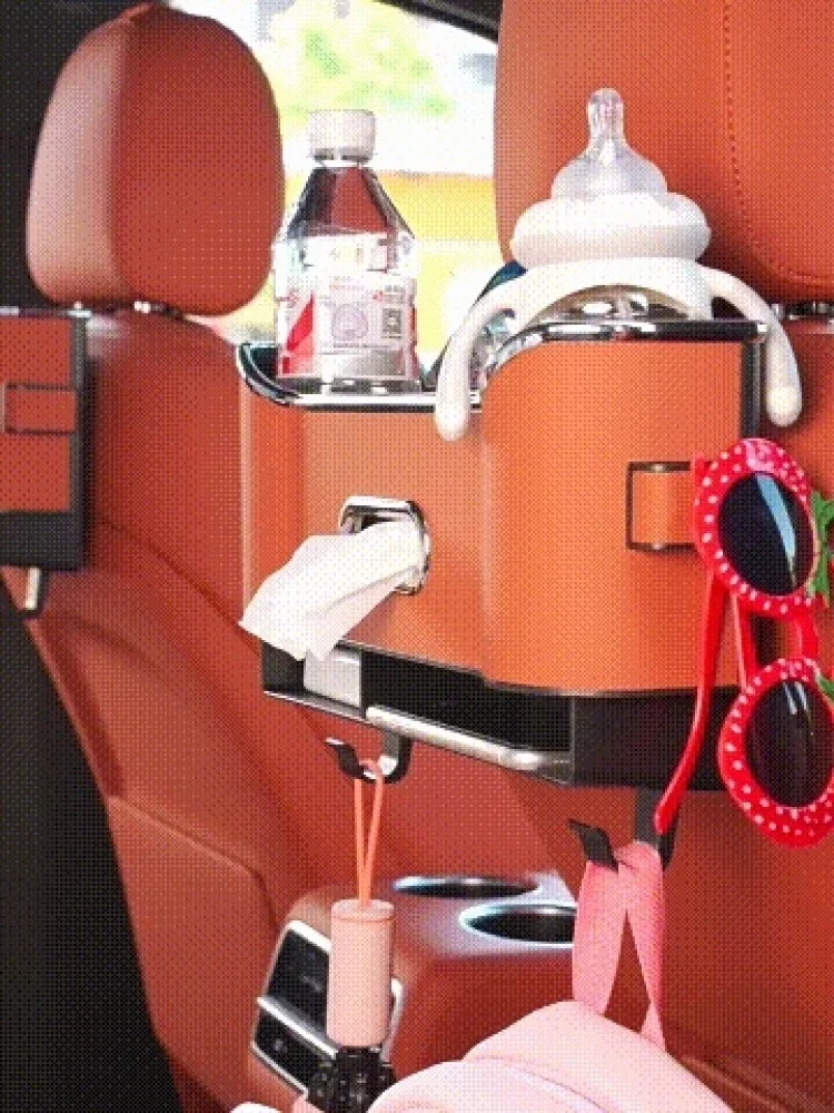 Car Multifunction Tissue Box Back Organizer Rear Drain Cup Holder Tissue Box Car Seat Storage Box
