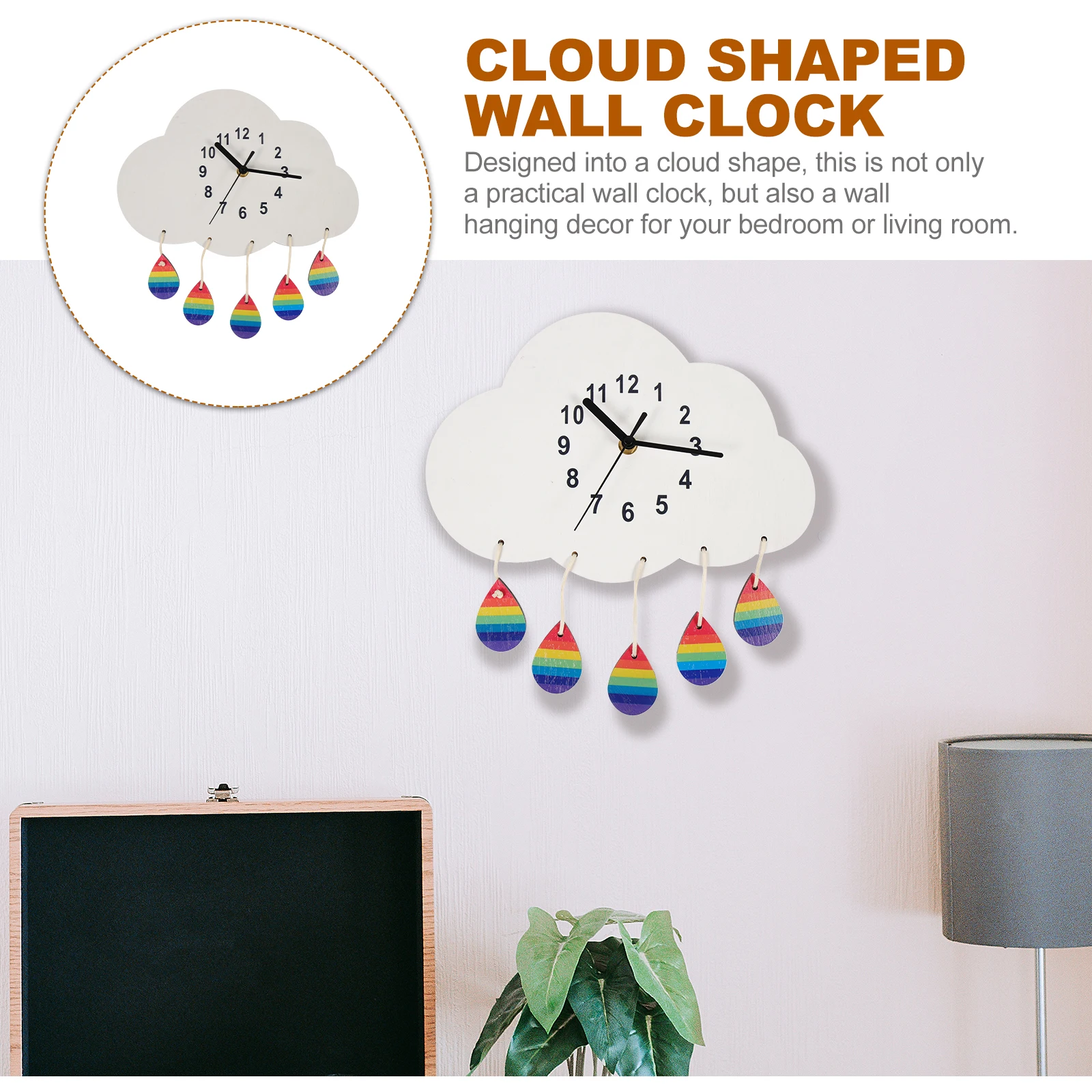 

Silent Wall Non Ticking Cloud Shaped Decorative Hanging For Bedroom Living Room Wood Mute Clock Home Office Wall Clock