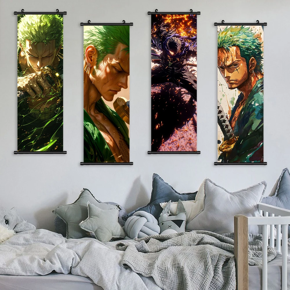 One Piece Wall Art Anime Poster Roronoa Zoro Canvas Painting Portgas D Ace Hanging Scrolls Cartoon Modular Picture Home Decor