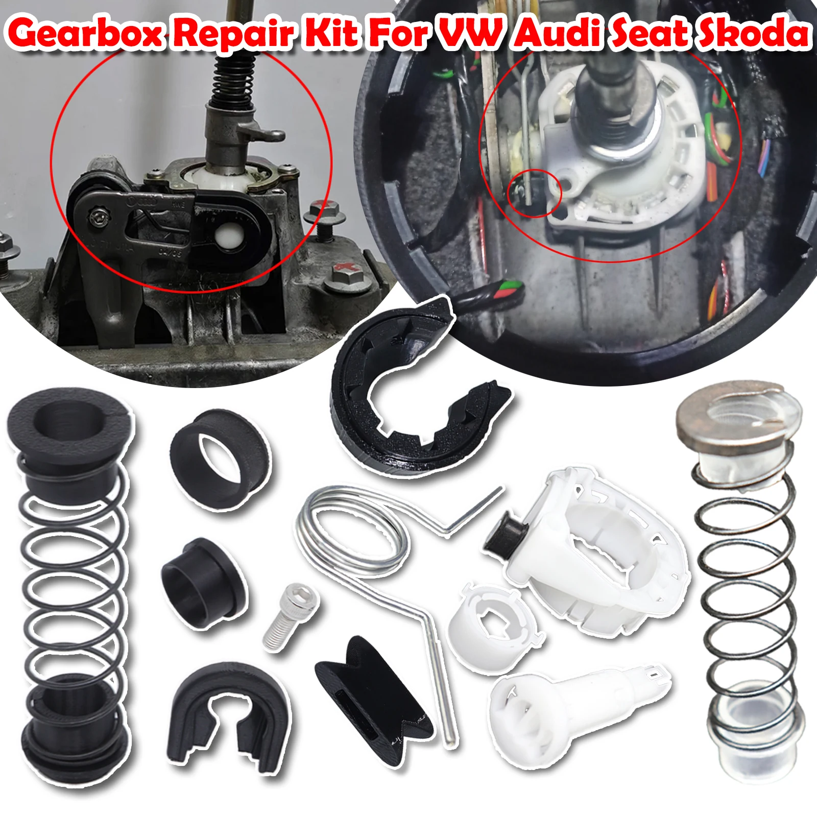 

Upgrade Gearbox Repair Kit MT Shifter For Audi Seat Skoda VW Reverse Lever Change Selector Linkage Bushes Drivetrain Spare Parts