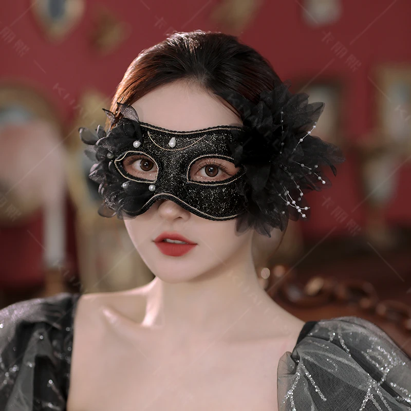 Maschera filato di seta nera fatto a mano da donna colore Sexy abbinato moda semplice adatto festa di ballo banchetto maschera per gli occhi puntelli per le prestazioni