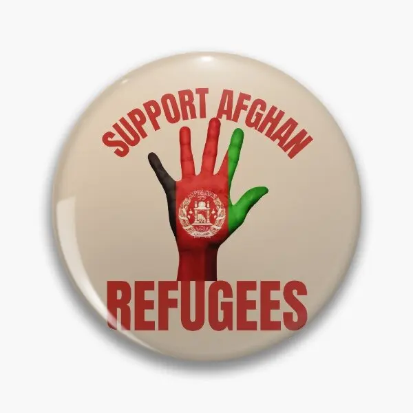 Support Afghan Refugees Red Text Afgha  Soft Button Pin Collar Hat Brooch Creative Badge Metal Funny Jewelry Decor Gift Women