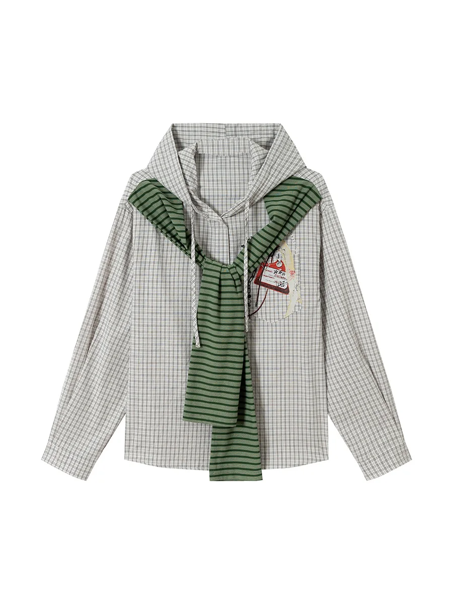 

TR BRUIFT Американский комплект: шапка и шарф с контрастными цветами, длинный рукав, клетчатый дизайн, модный бренд, хлопок, молодежный свободный крой