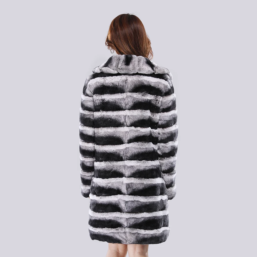 Gran oferta, abrigo de piel de conejo completo, chaqueta con cuello vuelto, abrigo de piel de conejo Rex auténtica, nuevo chaleco de piel a la moda para mujer de invierno