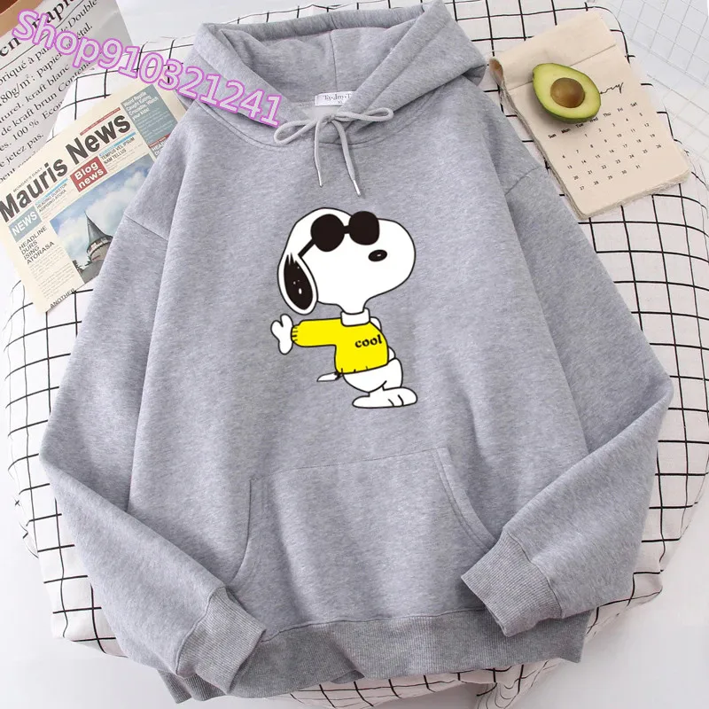 Anime Cute Printed Hoodies Women Cartoon Snoopy Y2k Korean Students Loose Sweatshirt Fashion Sweet Manga Unisex Clothing