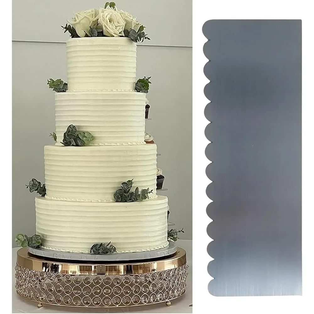 

Stainless Steel 9 Inch Tall Narrow Scallop Cake Scraper Cake Decorating Comb, Cake Buttercream Icing Smoother Edge Side Sculptin