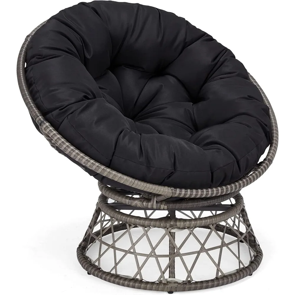 

40" Indoor Outdoor Wicker Papasan Chair, Round Circle Chair, Water Resistant Cover, Ideal for Living Room, Bedroom, Customized