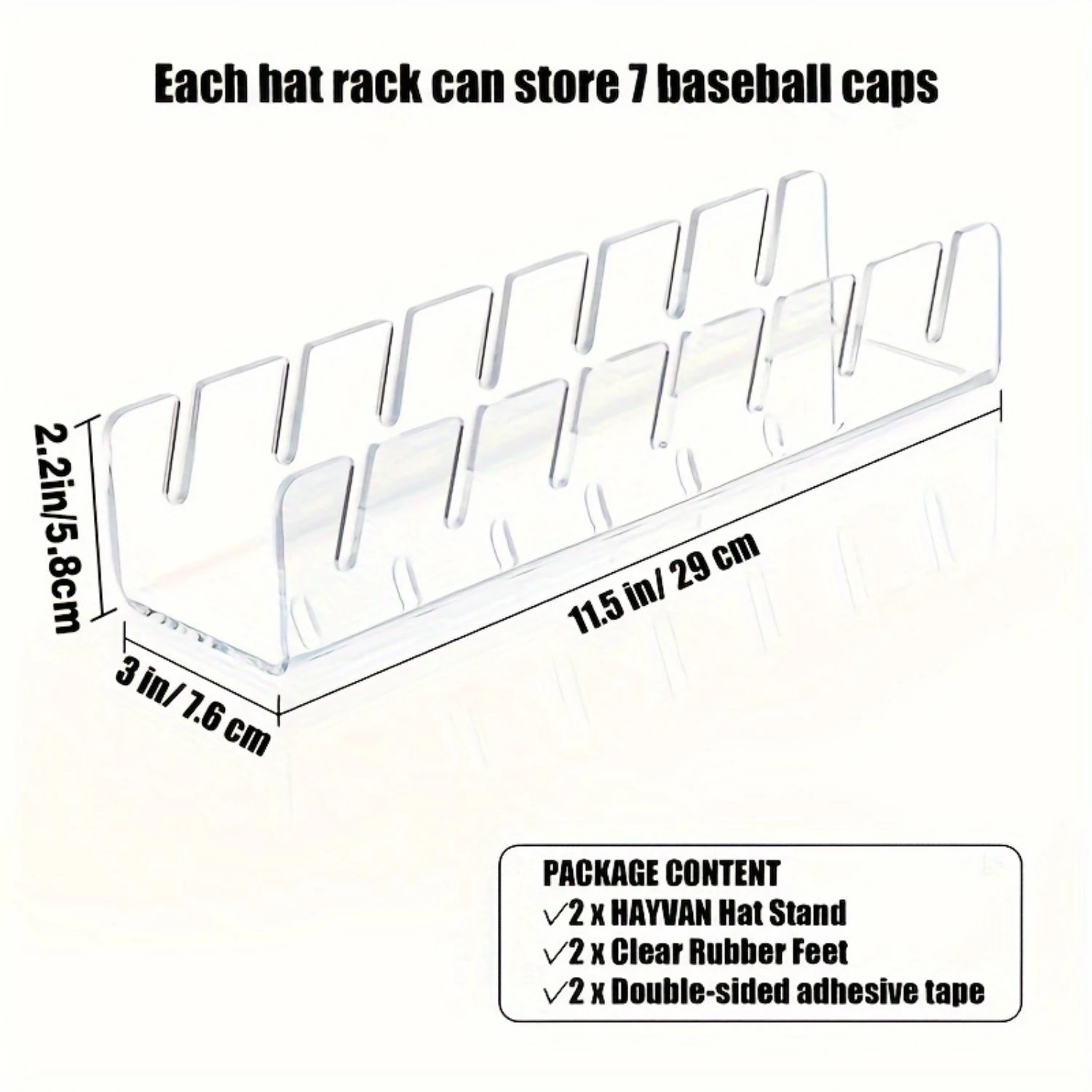 Crystal Clear Acrylic Hat Display Organizer - Effortless  for 14 Baseball Caps, Perfect for Bedroom, Closet, Dresser - Durable, 