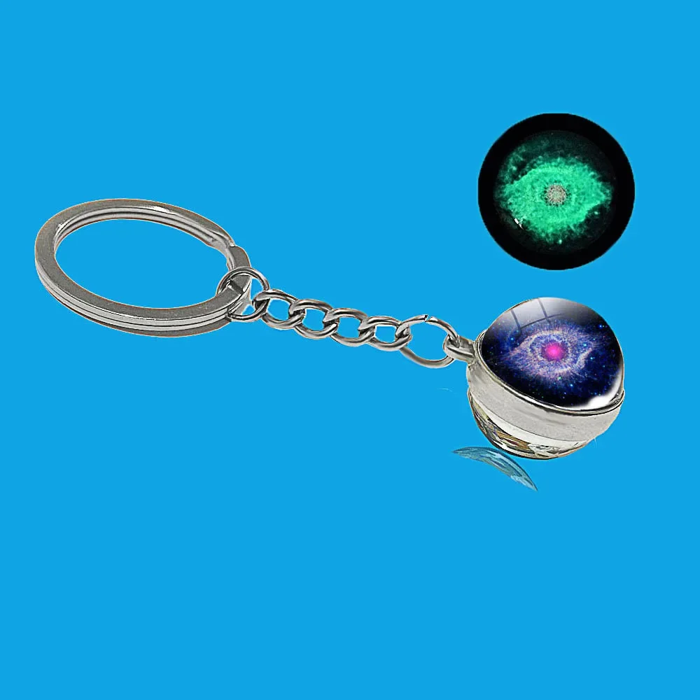 Luminous Universe Star Keychain Solar System Earth Pendant Galaxy Nebula Double-Sided Glass Ball Key Chain charm accessories