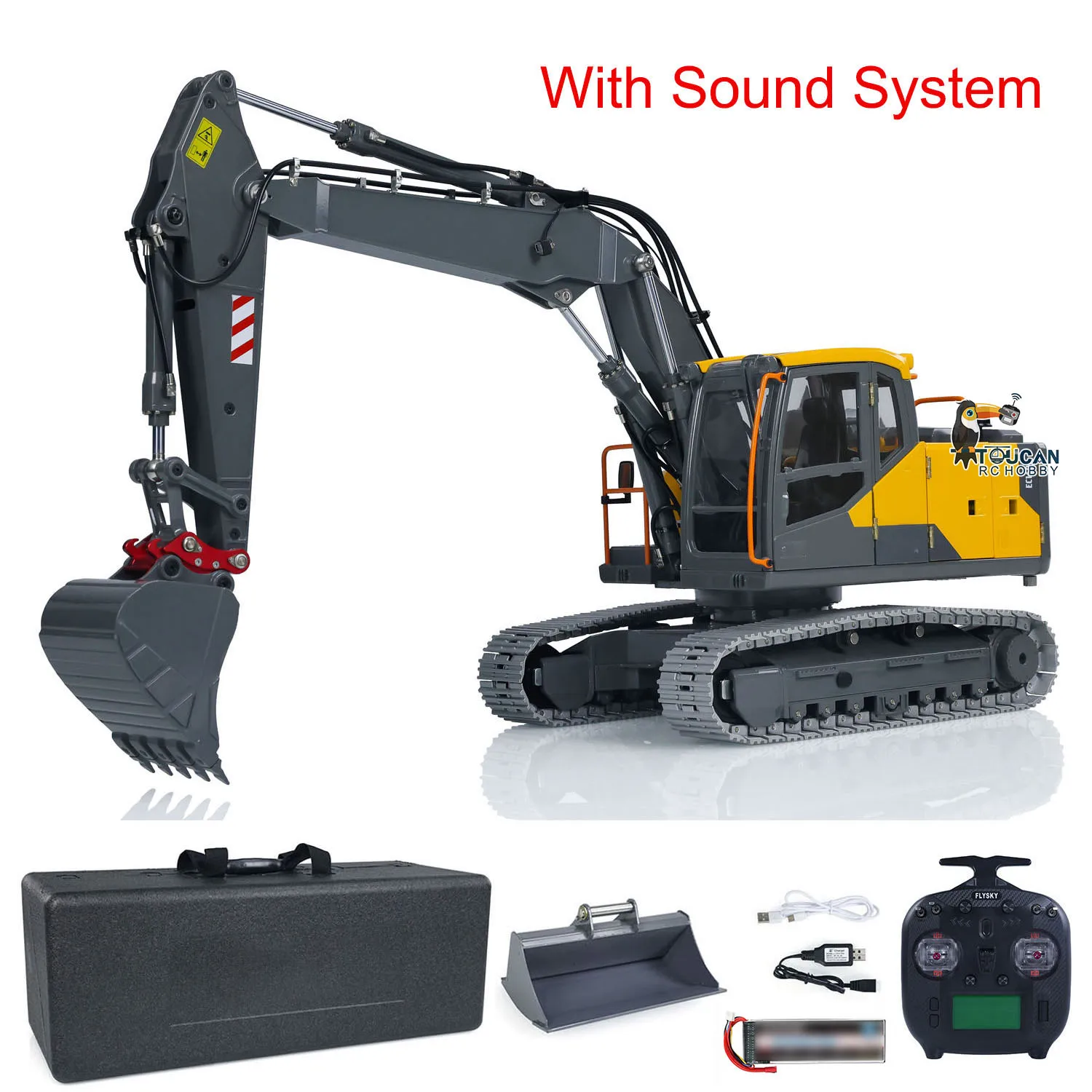 1/14 RC Excavator Hydraulic 3 Arm EC160E Light Sound RC Diggers Quick Release Flat Bucket CNC Big Arm ST8 RC Truck Toys Model