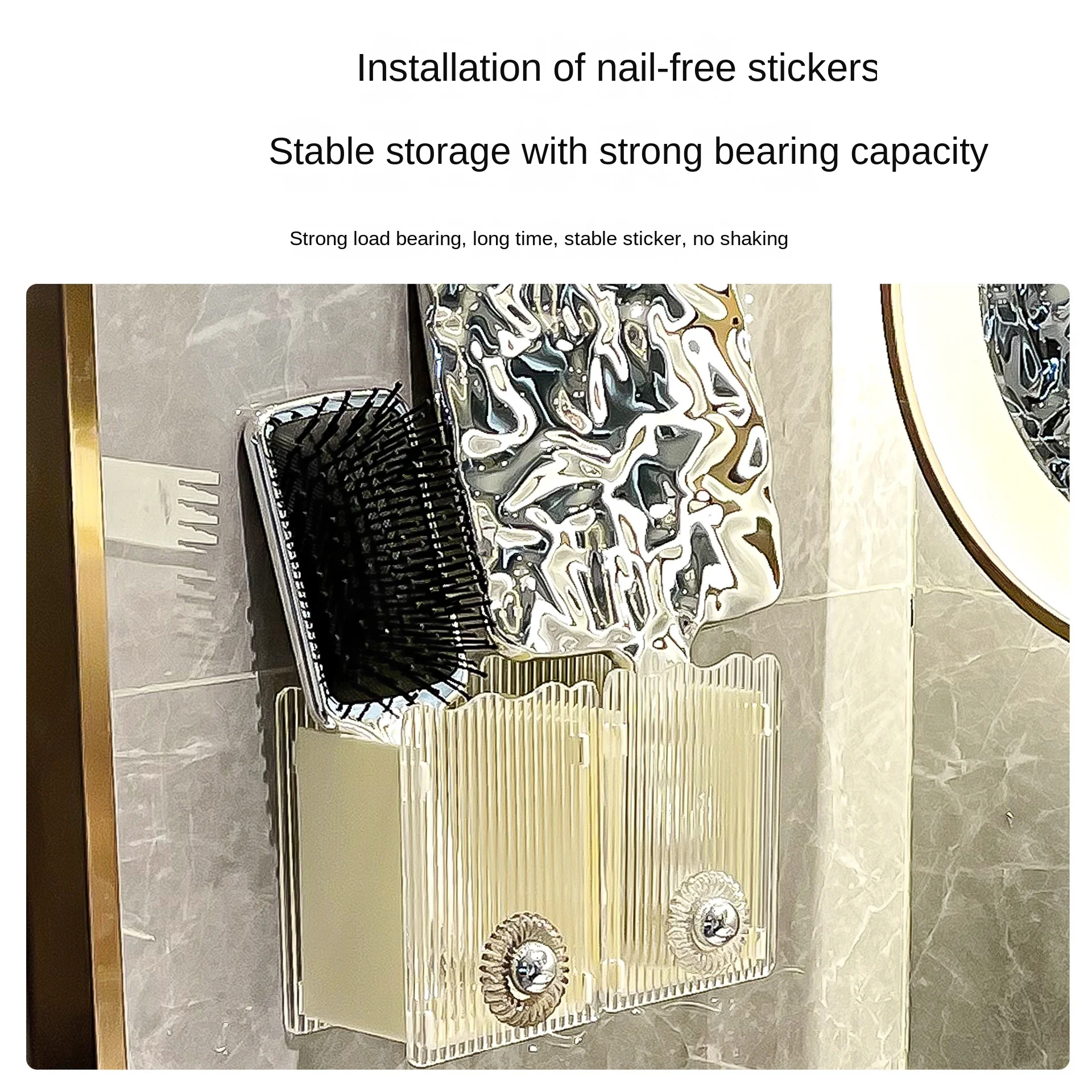 Bathroom Comb Storage Rack Bathroom Toilet Toothpaste Toothbrush Storage Box Punch-Free Wall Hanging Makeup Brush Storage Tube