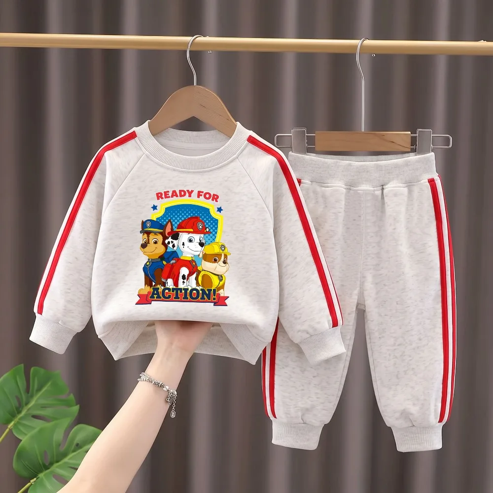 Autumn Winter Boys Fashion Pullover Long Pant Two Piece Sets Kids O Neck Hoodies Sweatpant 2pcs Children's Tracksuit Sweatshirt