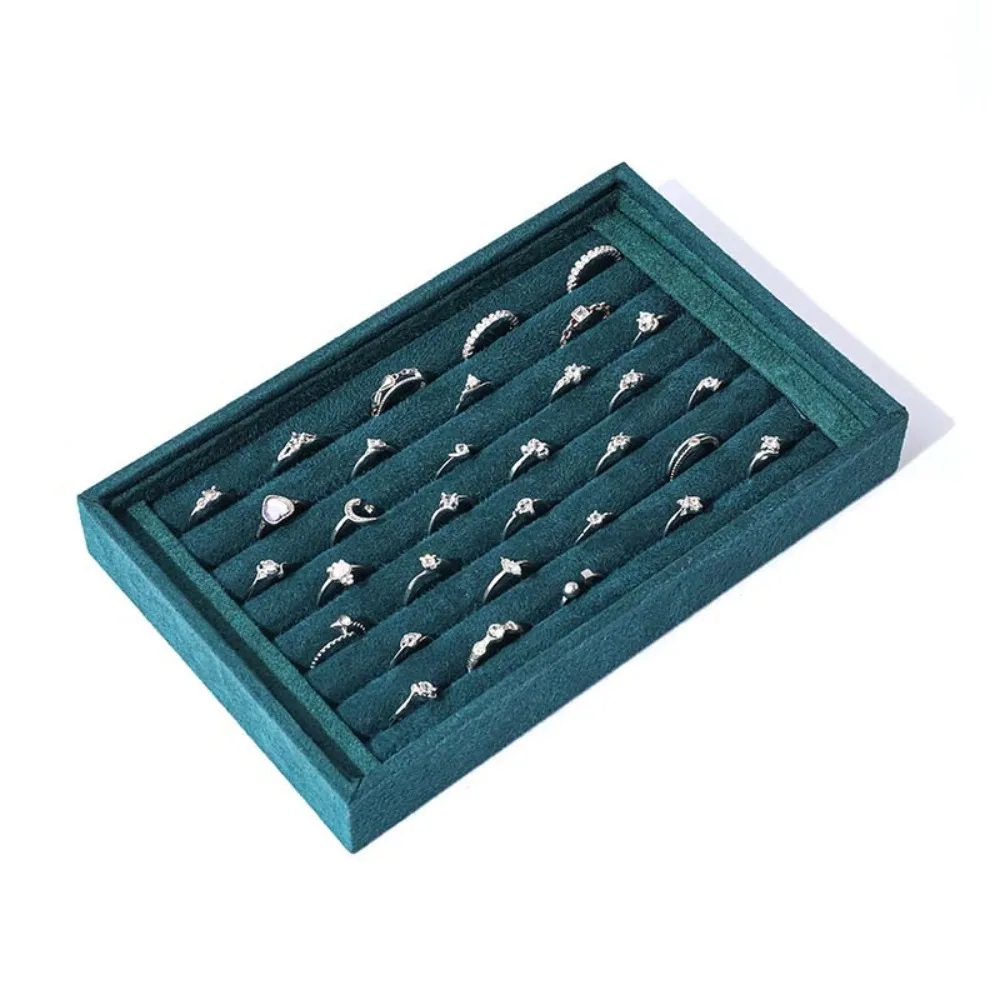 Elegant Ring Earrings Organizer Jewelry Box Large-Capacity Ear Studs Jewelry Display Stand Decoration Velvet Suede