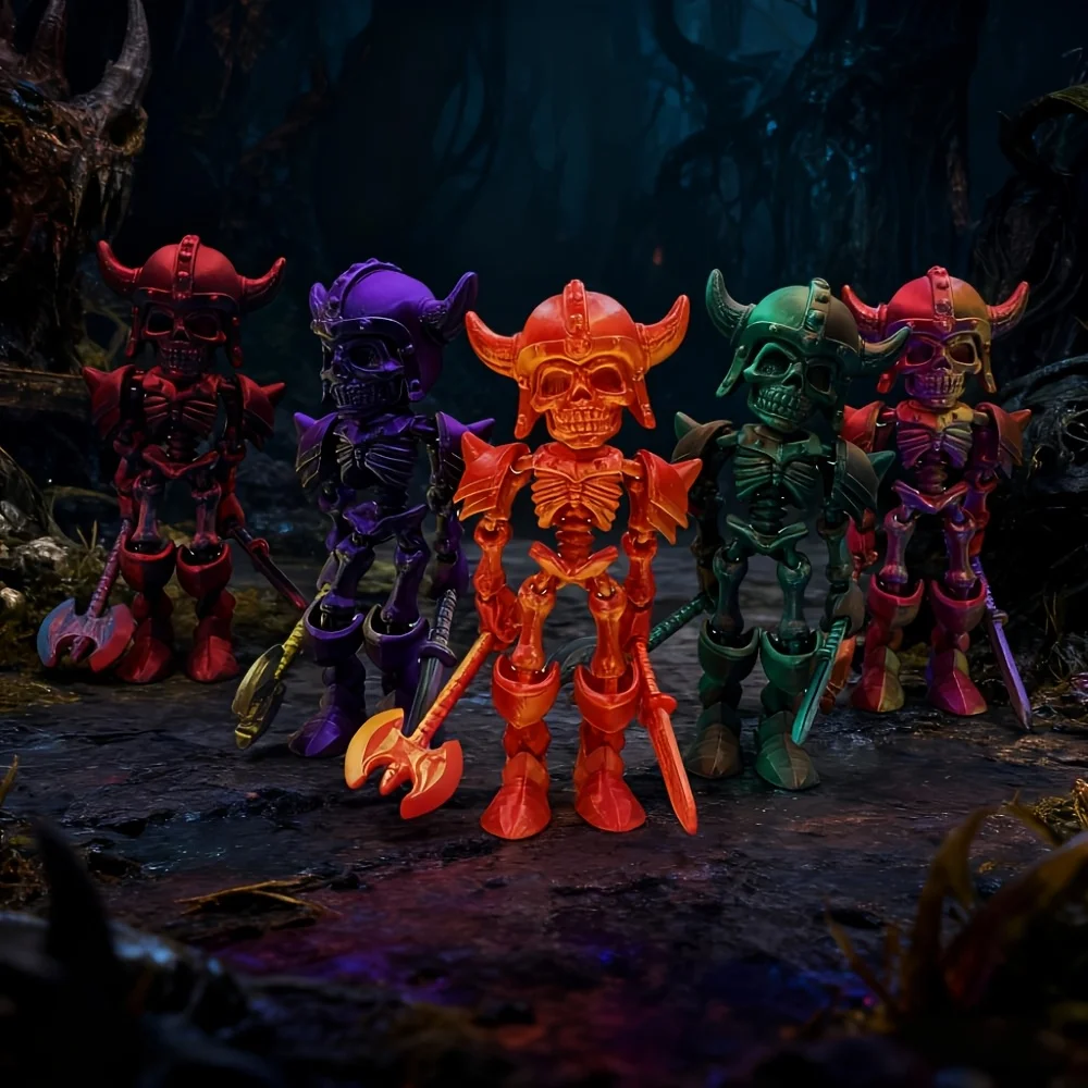 3D Printed Skeleton Warrior Home Desktop Decoration Halloween Christmas Creative Gift Skeleton Man Decorative Statues