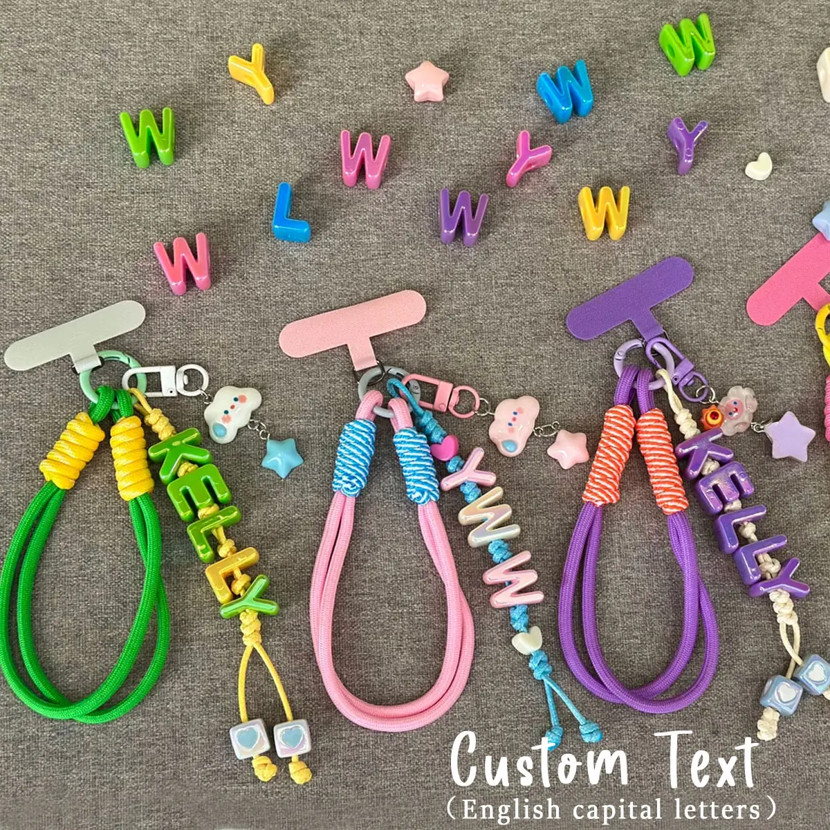 1 قطعة سلسلة مفاتيح مخصصة بأحرف أكريليك ملونة ، قلادة على شكل نجمة ، حقيبة/سحر الهاتف المحمول ، هدية عيد الحب/عيد الميلاد