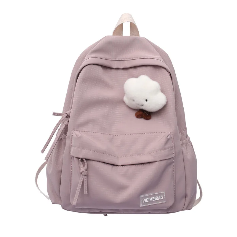 

Solid Color Nylon Women School backpack Large Solid Color Girls Travel Bag College Schoolbag Female Laptop Back Pack Mochilas