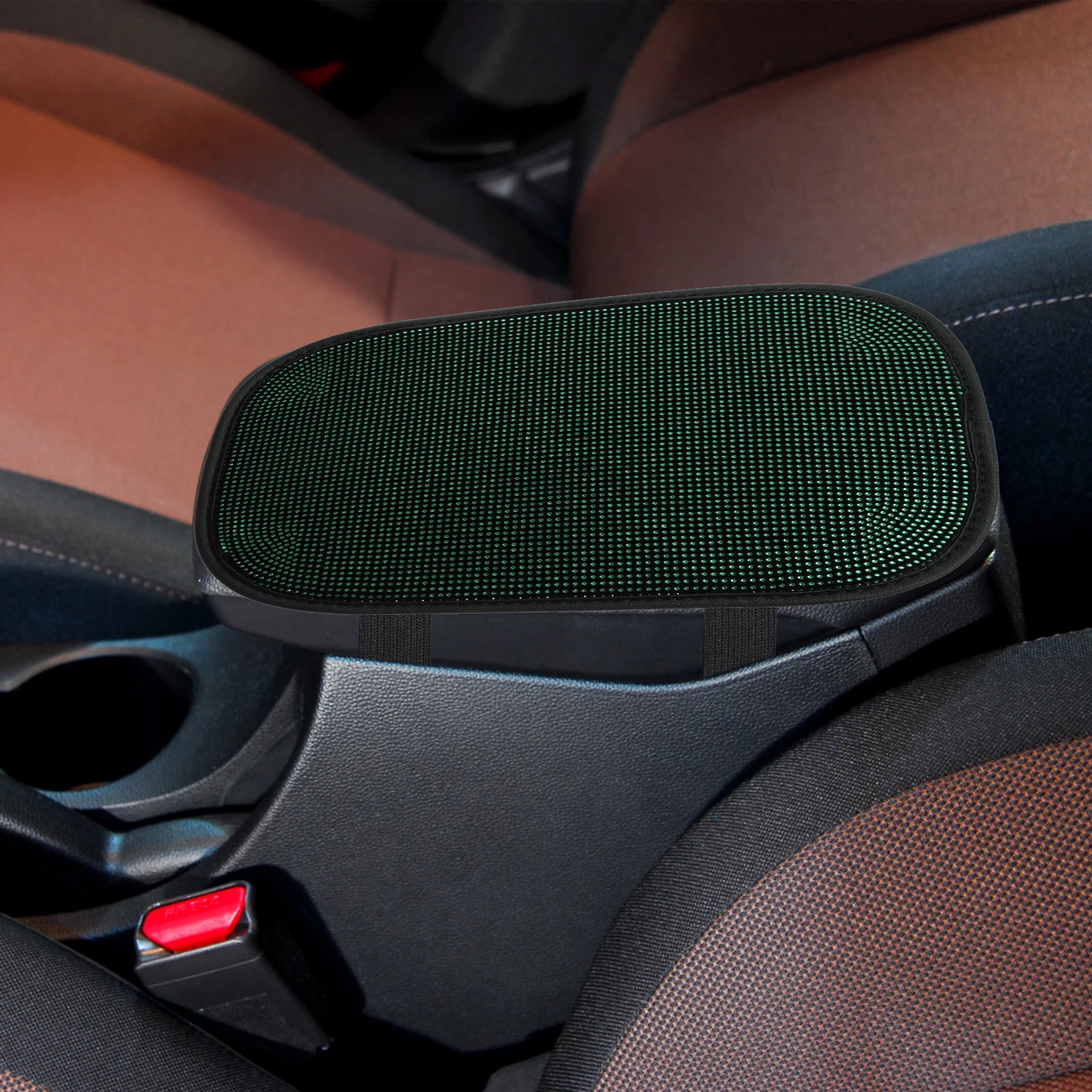 

Colored Rhinestone Car Armrest Cushion Comfortable Cool Breathable Console Box Protector Elastic Band Pet Claw Scuff Resistant