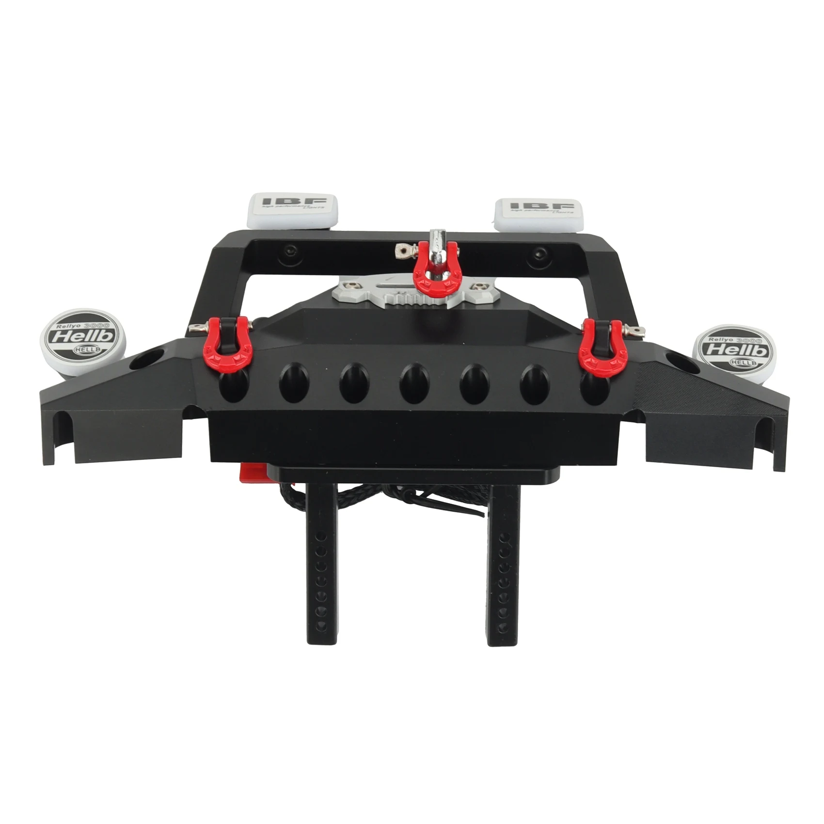WOWFU-Metal Front Bumper With 3CH Winch Led Light For 1/10 RC Crawler Axial SCX10 90046 SCX10 III TRAXXAS TRX4 Upgrade Parts