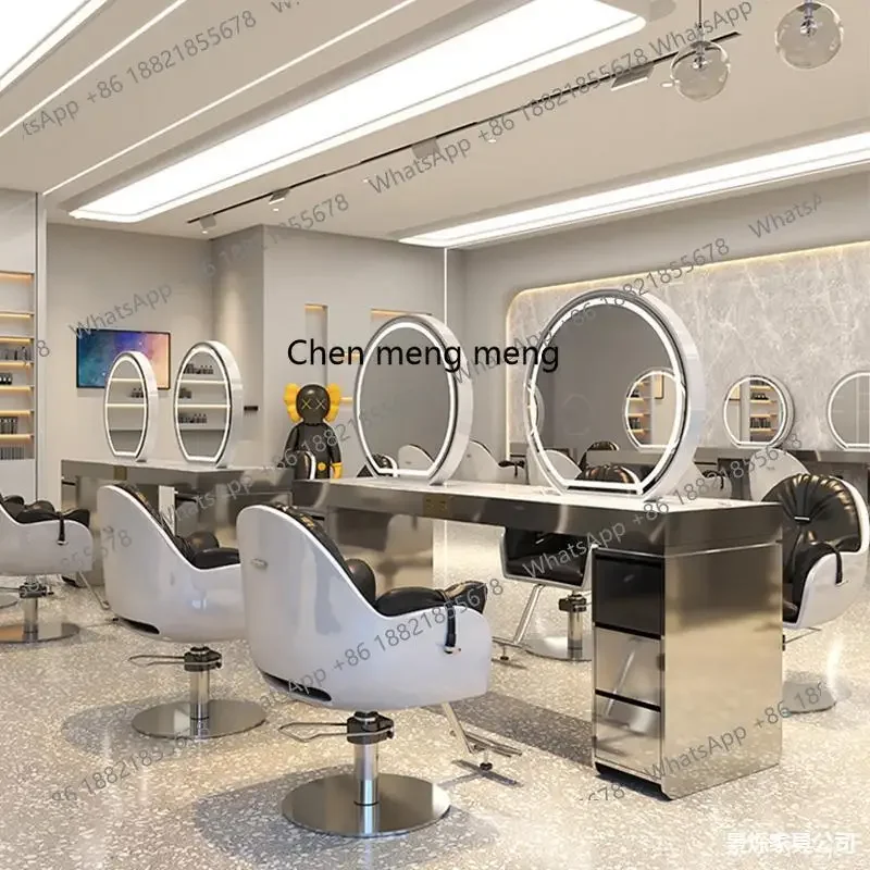ZZG185Barber shop mirror table special with desktop hair salon perm and dyeing table and cabinet integrated hair cutting mirror