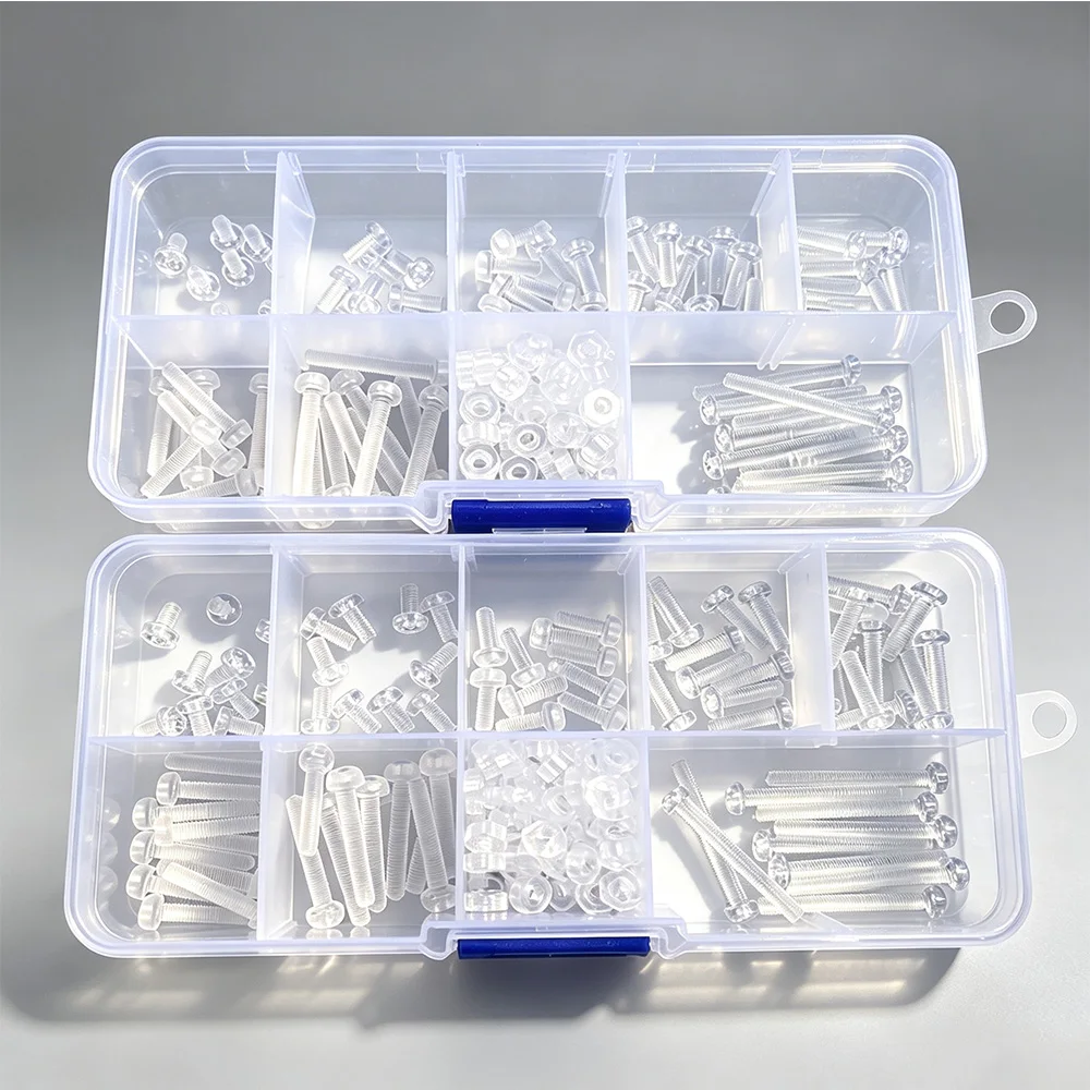 Transparent Pan Head Screw Kit M3 160Pcs Clear Nylon Acrylic Phillips Round Head Bolt and Nut for DIY Electronics Projects