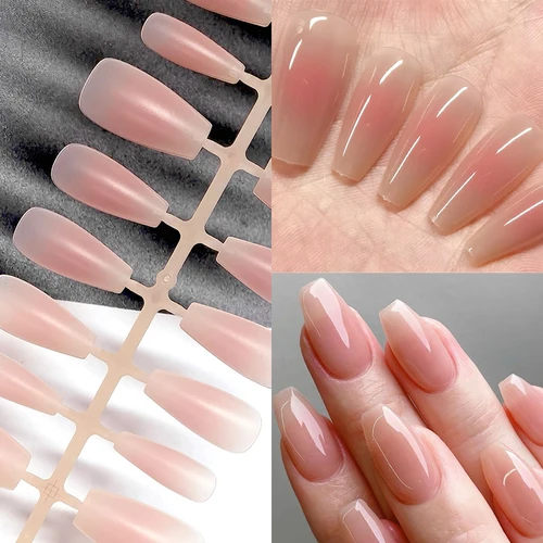 30 Uds. De uñas postizas desnudas geadientes, uñas postizas a la moda, uñas postizas simples de cobertura completa, herramienta para manicura DIY