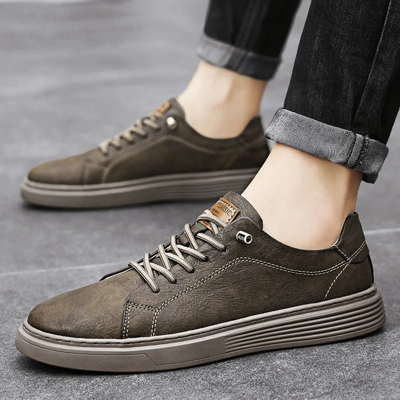 white christmas dresses Men's Leather Dress Shoes Lace-Up / Fashion Non-Slip Flats Shoes in British style