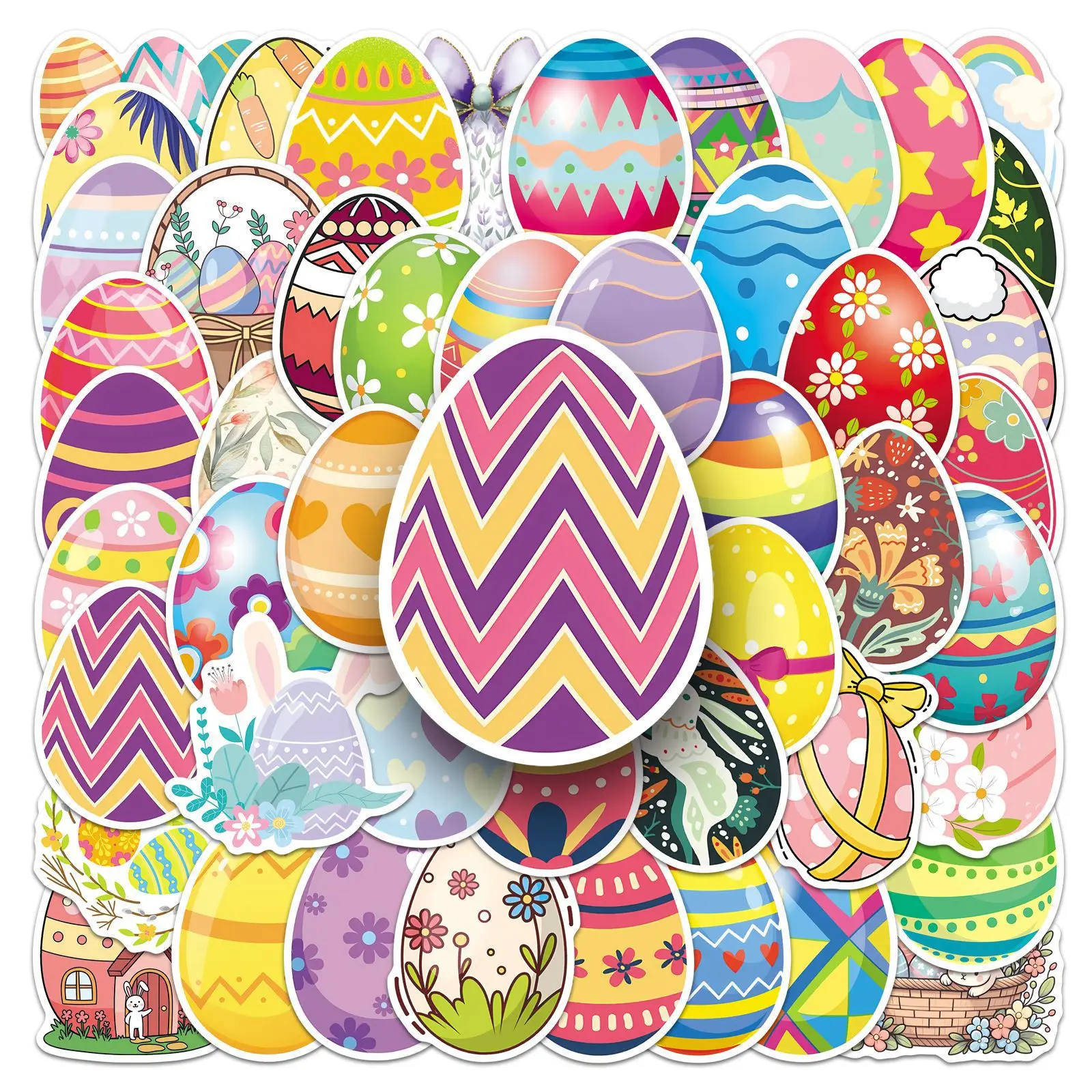 

10/50PCS Easter Stickers Cute Colorful Eggs Funny Creative DIY Water Cup Stationery Box Scooter Waterproof Decal Toy Gift