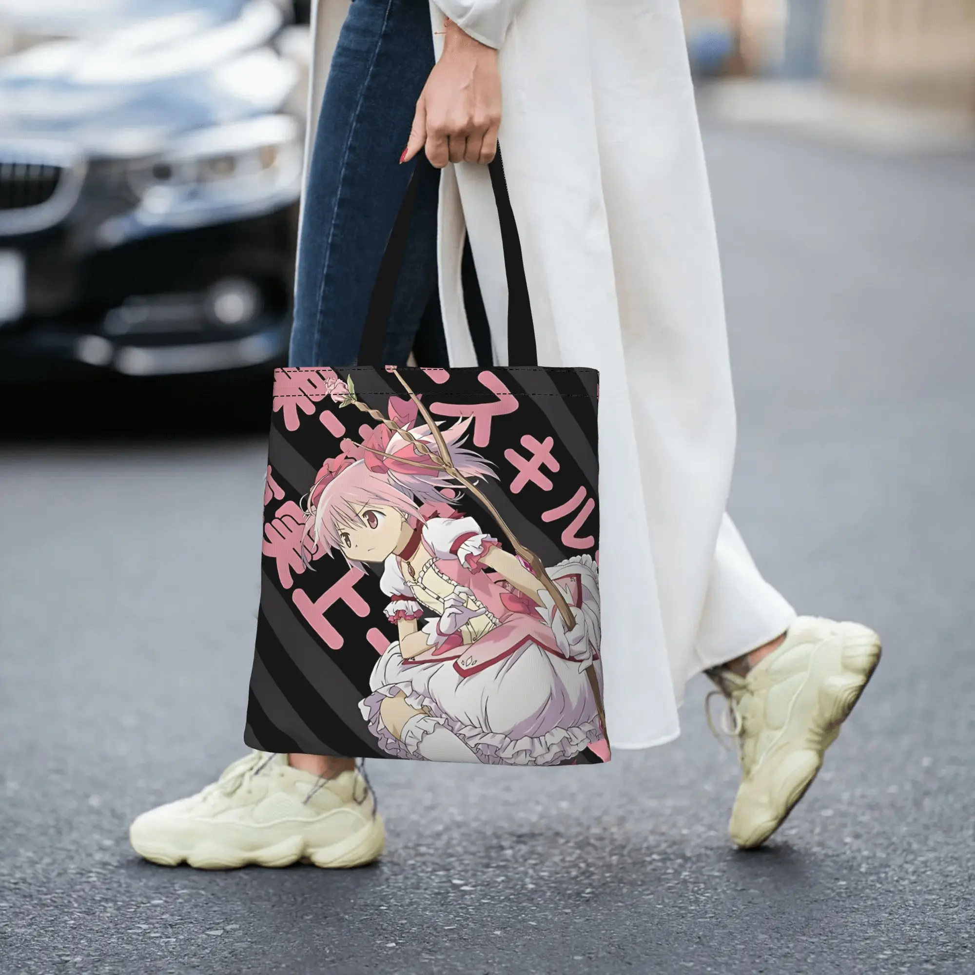 Customized Cute and beautiful anime characters Women's Bag Shopping Bag Reusable Double Sided Canvas Tote Bag Shoulder  Handbag