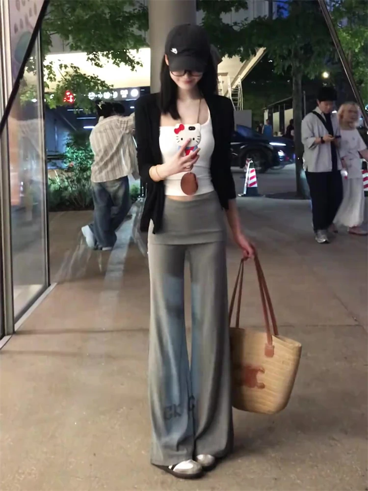 

Casual Knitted ey Yoga Pants Women's Spring Summer New Sle Slimming Bell Bot Pants Flared Pants for Ladies