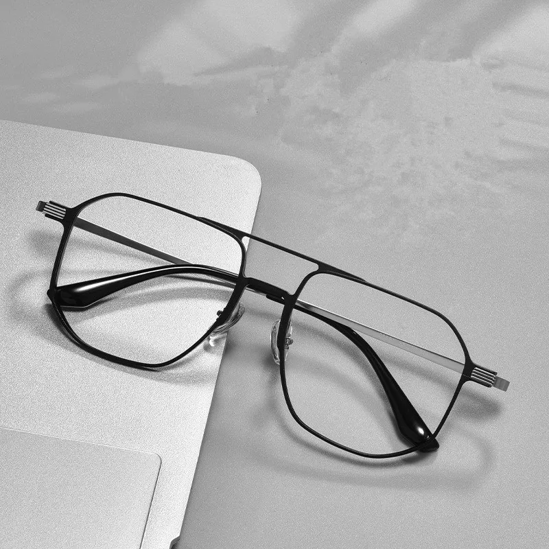 New Retro Ultra Light Aluminum Magnesium Eyeglass Frame, Fashionable And Simple Double Beam Eyeglass Frame