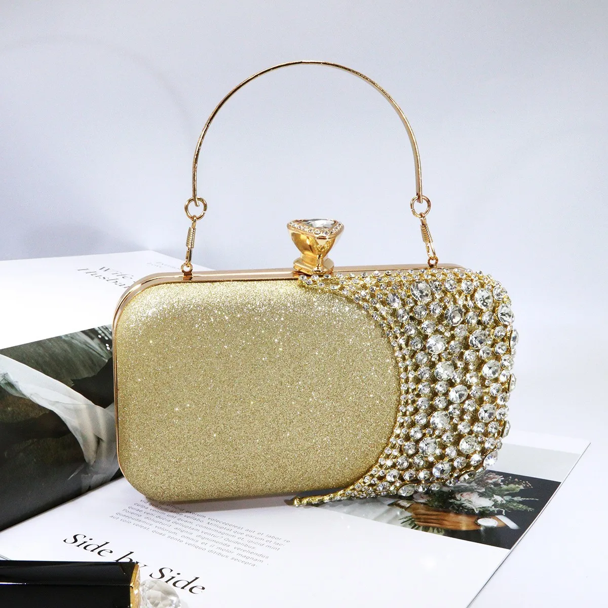 

Jinsha banquet bag box bag women's evening bag diamond buckle dinner clutch bag chain cheongsam bag