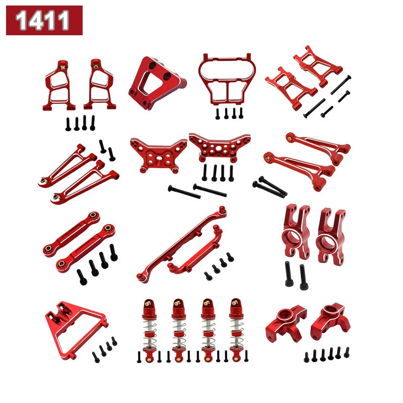 MJX 1/14 14211 รีโมทคอนโทรลรถโลหะอัพเกรดและการปรับเปลี่ยนอุปกรณ์เสริม,เซอร์โว,แชสซี,เกราะ,โช้คอัพ,ยาง