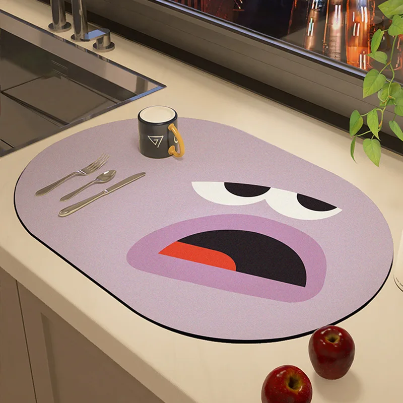 VIKAMA Silicoflora Clay Kitchen Drainage Pad, Desktop Bar Counter Water Absorption and Heat Insulation Coffee Table Cushion