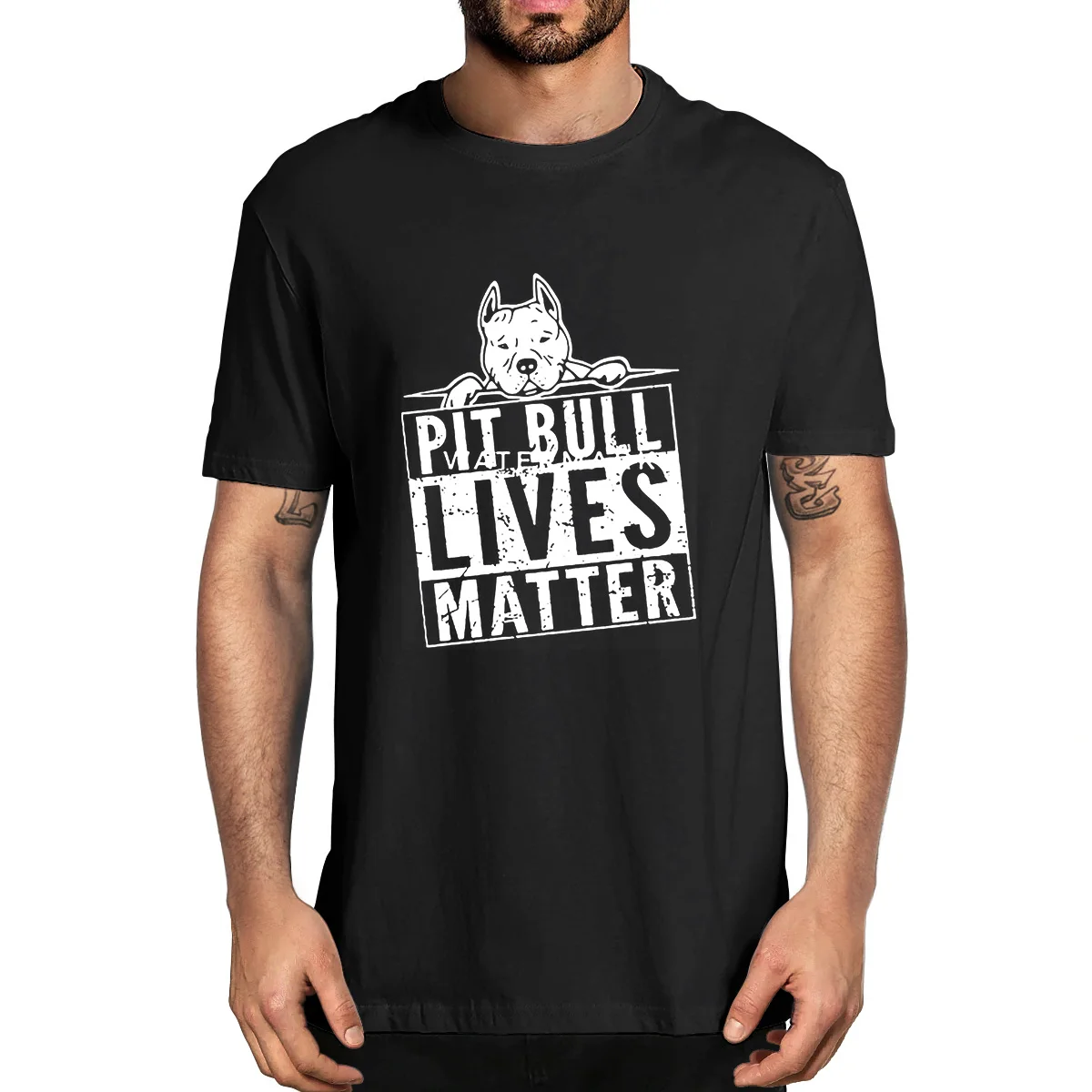 

100% Cotton PitBull Lives Matter Dog Animal Lovers Crewneck Unisex Oversized Men Novelty T-Shirt Women Soft Casual Tee EU Size