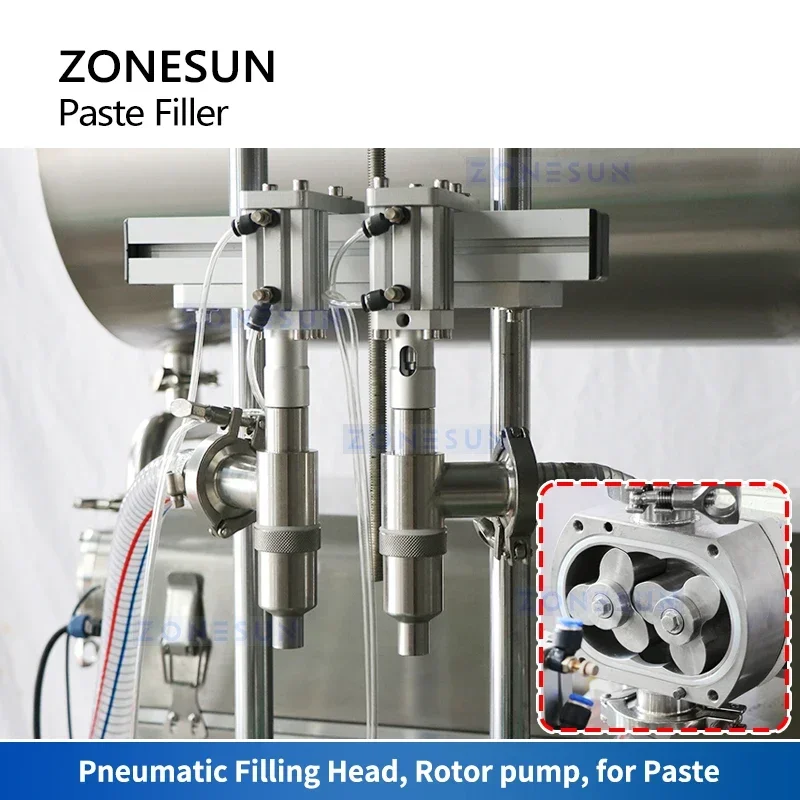 ZONESUN Riempitrice automatica per pasta Riempitrice per liquidi spessi Attrezzatura per il riempimento di bottiglie Pompa rotore servomotore ZS-VTRP2A